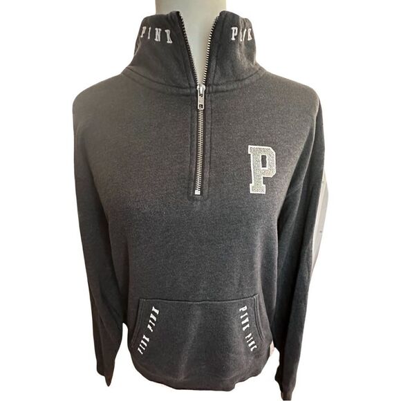 VS PINK Quarter Zip Sweatshirt w/ Sequins Size Small - Picture 1 of 8